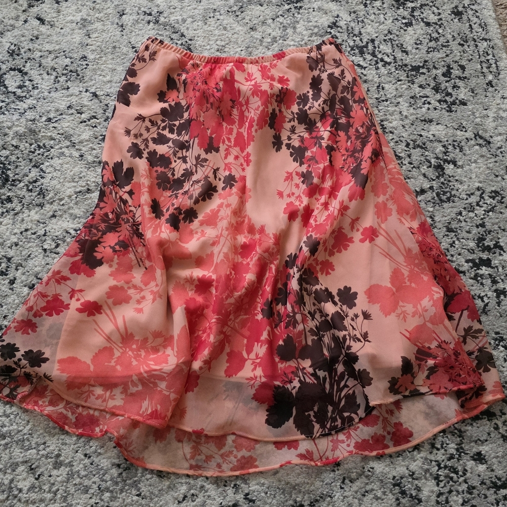 Y2k Vintage Karen Stevens Midi Slip Skirt Lined Womens 8P Pink Peach